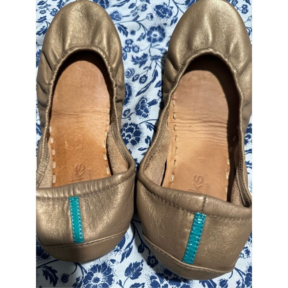Tieks Champagne limited Edition Gold ballet flats elastic trim 8 - Picture 8 of 14